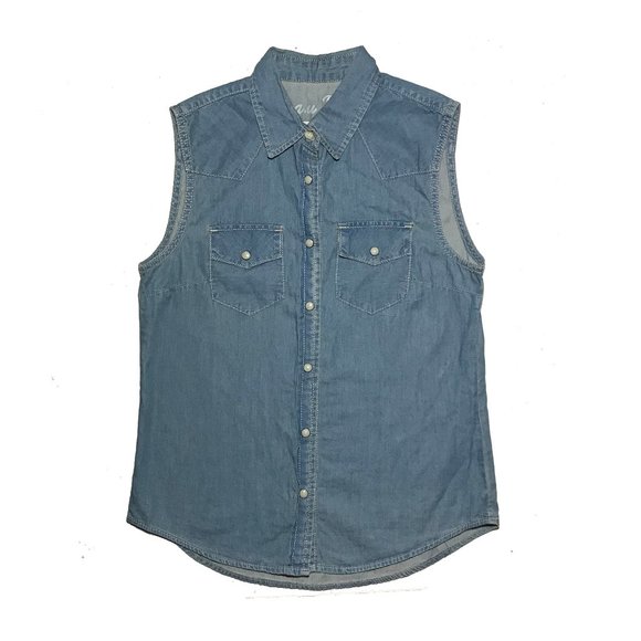 Who.A.U. California Denim Vest Buttonup Shirt Jean - Picture 1 of 3
